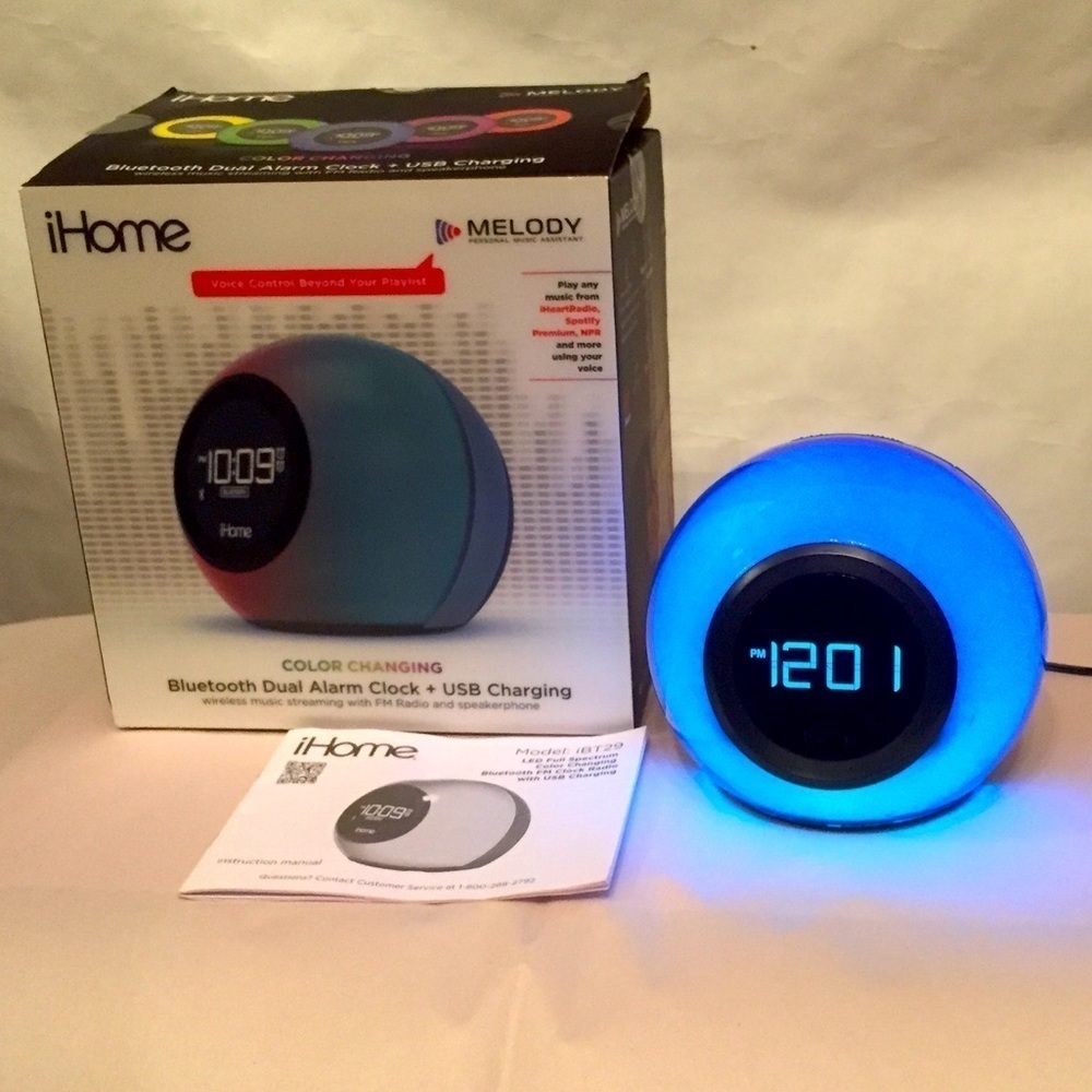 FM LED Color Changing Clock Radio Bluetooth USB